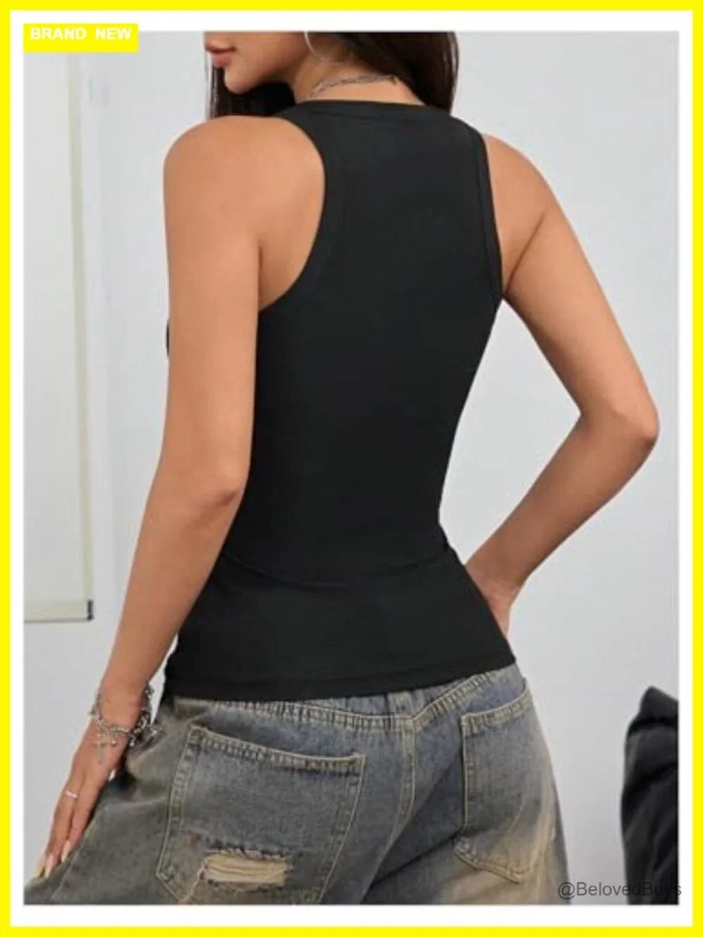 Ribbed Square Neck Crop Tank Top Y2k Slim Fit Sleeveless